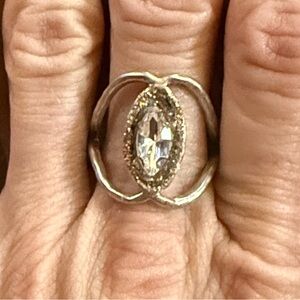 Stainless Steel Marquise Druzy Statement Ring - Silver & Gold Tones custom made
